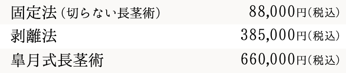 長茎術治療の料金